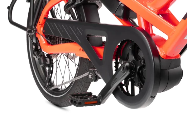 Tern HSD P10 Gen2 orange longtail elcykel detalj chaincover